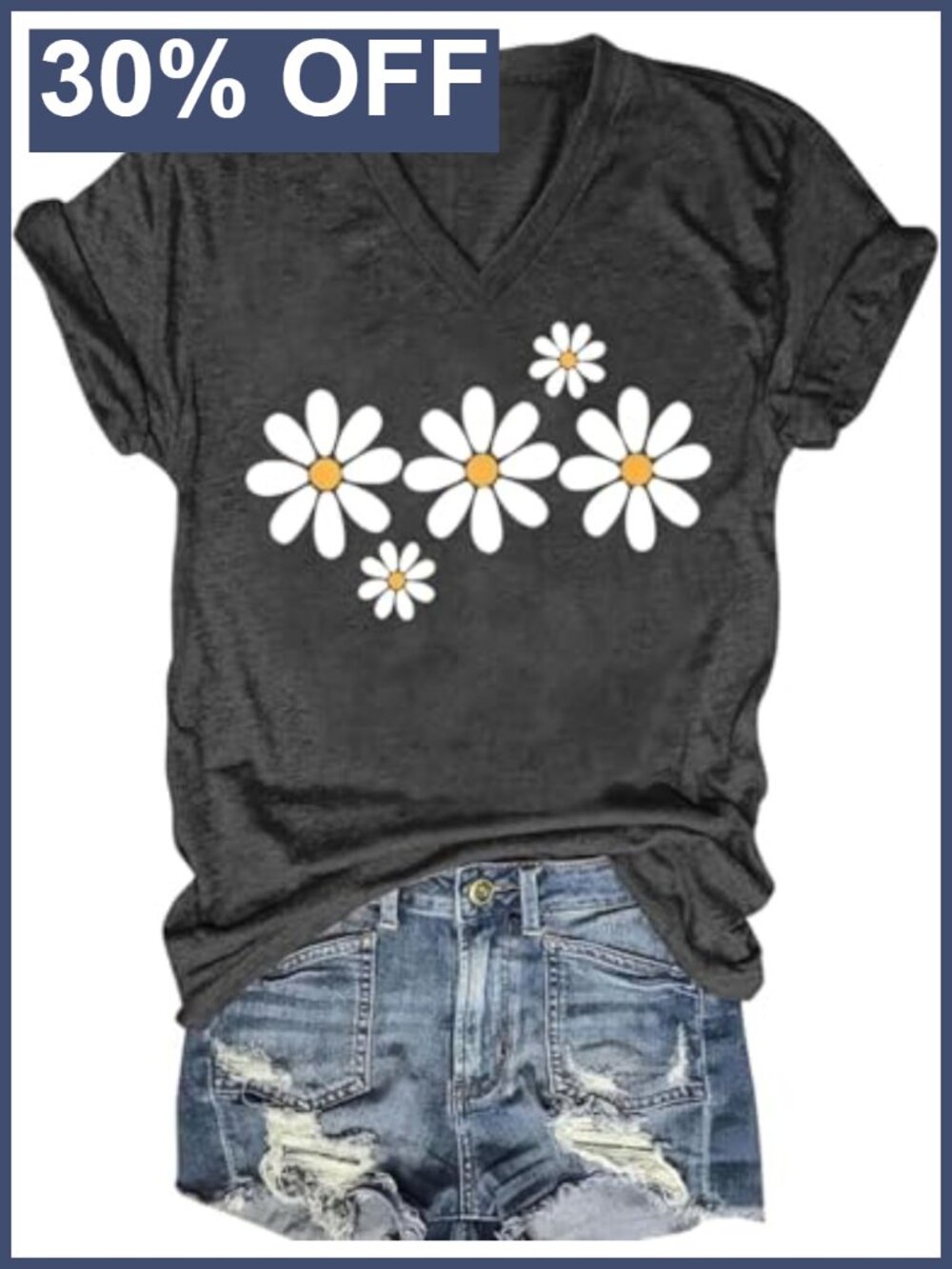 Boho Floral V-Neck Graphic Tee Women's Summer Casual Cute Botanical T-Shirt